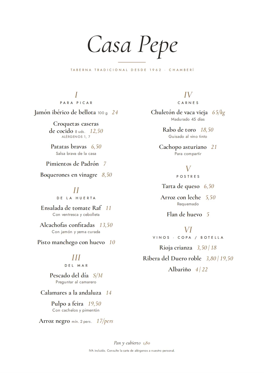 Carta en estilo Sobremesa