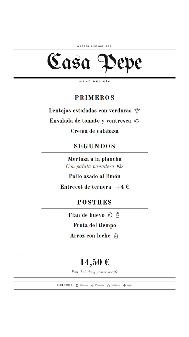 Menú del día en formato historia para Instagram y el estado de WhatsApp